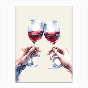 Two Hands Holding Wine Glasses Canvas Print