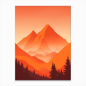 Misty Mountains Vertical Composition In Orange Tone 213 Canvas Print