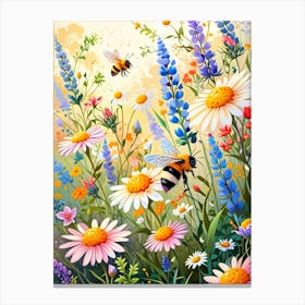 Bees In The Meadow Canvas Print