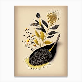 Black Mustard Seed Spices And Herbs Retro Drawing 1 Canvas Print