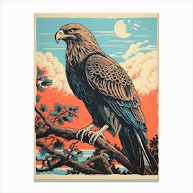 Vintage Bird Linocut Eagle 2 Canvas Print