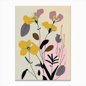 Evening Primrose Wildflower Modern Muted Colours Canvas Print