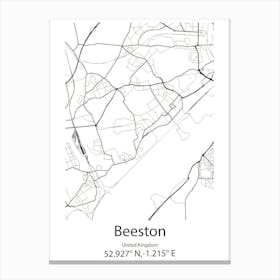 Beeston,United Kingdom Minimalist Map Canvas Print