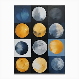 Retro Abstract Moons 3 Canvas Print