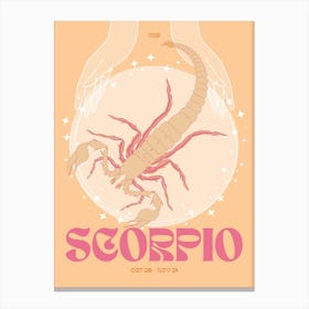 Orange Zodiac Scorpio Canvas Print