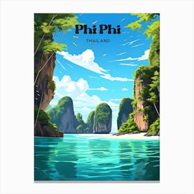 Phi Phi Thailand Summer Vacation Modern Travel Illustration Canvas Print