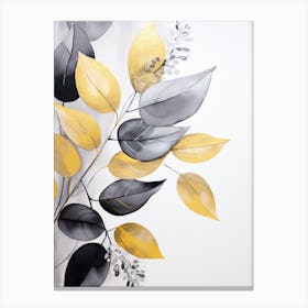 Black And Yellow Leaves Canvas Print