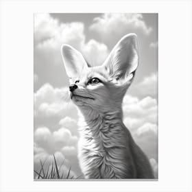 Fennec Fox Portrait Pencil Drawing 3 Canvas Print