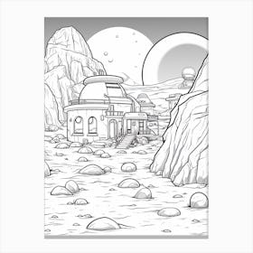 Tatooine (Star Wars) Fantasy Inspired Line Art 3 Canvas Print