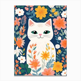 Floral Cat 1 Canvas Print