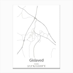 Gislaved,Sweden Minimalist Map Canvas Print