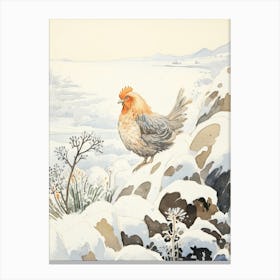 Winter Bird Painting Chicken 2 Canvas Print