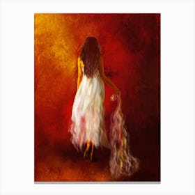 Woman In A White Dress Canvas Print