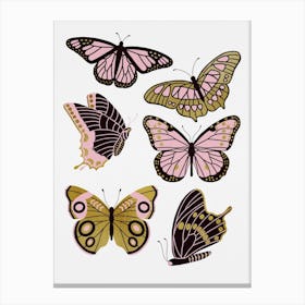 Texas Butterflies   Blush And Gold Canvas Print
