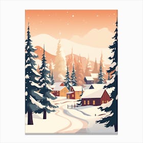 Vintage Winter Travel Illustration Lapland Finland 4 Canvas Print