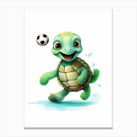 Baby Turtle Playing Football Canvas Print