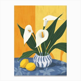 Calla Lily Flowers On A Table   Contemporary Illustration 1 Canvas Print