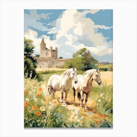 Horses Painting In Cotswolds, England 1 Canvas Print