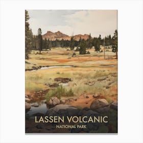 Lassen Volcanic National Park Watercolour Vintage Travel Poster 2 Canvas Print