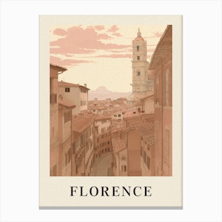 Florence Vintage Pink Italy Poster Canvas Print