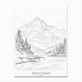 Mount Baker Usa Color Line Drawing 7 Poster Canvas Print