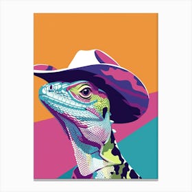 Lizard With A Cow Print Cowboy Hat Modern Abstract Illustration 2 Canvas Print