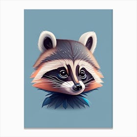 Blue Raccoon Cute Digita Canvas Print