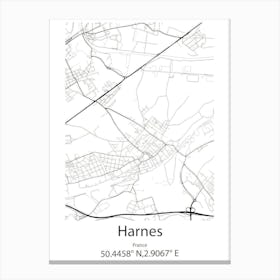 Harnes,France Minimalist Map Canvas Print