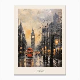 Vintage Winter Painting Poster London England 3 Canvas Print
