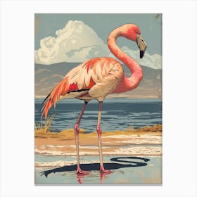 Greater Flamingo Lake Natron Tanzania Tropical Illustration 1 Canvas Print
