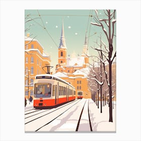 Retro Winter Illustration Vienna Austria 2 Canvas Print