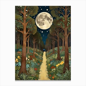 William Morris Moonlight Path Canvas Print