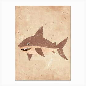 Beige Mocha Smiling Shark Canvas Print