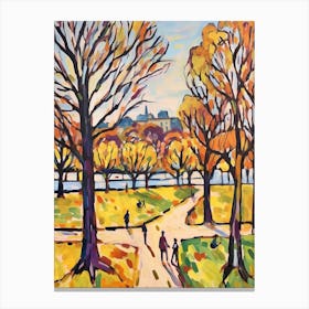 Autumn City Park Painting Kensington Gardens London 3 Canvas Print