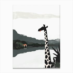 Giraffe By The Water Canvas Print