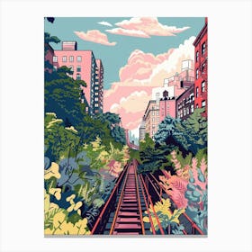The High Line New York Colourful Silkscreen Illustration 1 Canvas Print