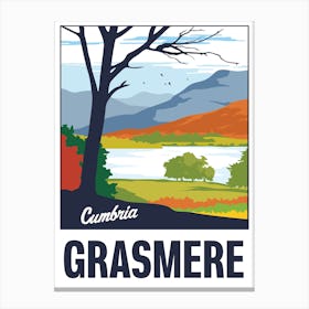 Grasmere Lake District Travel Poster Canvas Print