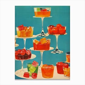 Retro Jelly Dessert Platter Illustration 2 Canvas Print