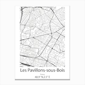 Les Pavillons Sous Bois,France Minimalist Map Canvas Print