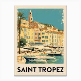 Saint Tropez Retro Travel Poster 1 Canvas Print