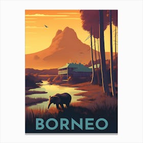 Borneo Retro Travel Canvas Print