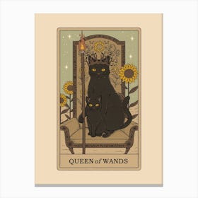 Queen Of Wands   Cats Tarot Canvas Print