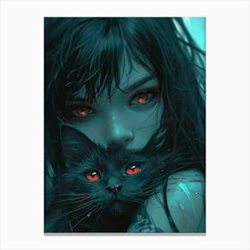 Black Cat Girl Canvas Print