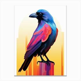 Colourful Geometric Bird Crow 1 Canvas Print