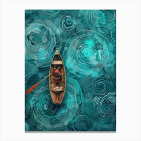 Man In A Canoe Canvas Print