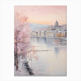 Dreamy Winter Painting Geneva Switzerland 1 Canvas Print