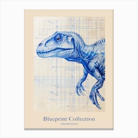 Dimorphodon Dinosaur Blue Print Style 2 Poster Canvas Print