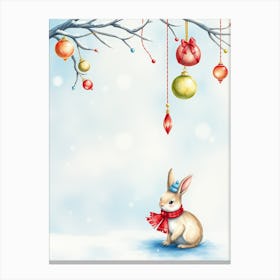 Christmas Bunny On The Branch Canvas Print