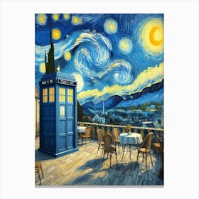 Tardis On The Terrace At Arles - Van Gogh inspired Art Print 3 Canvas Print