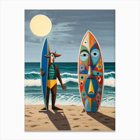 Surfers At The Beach Canvas Print